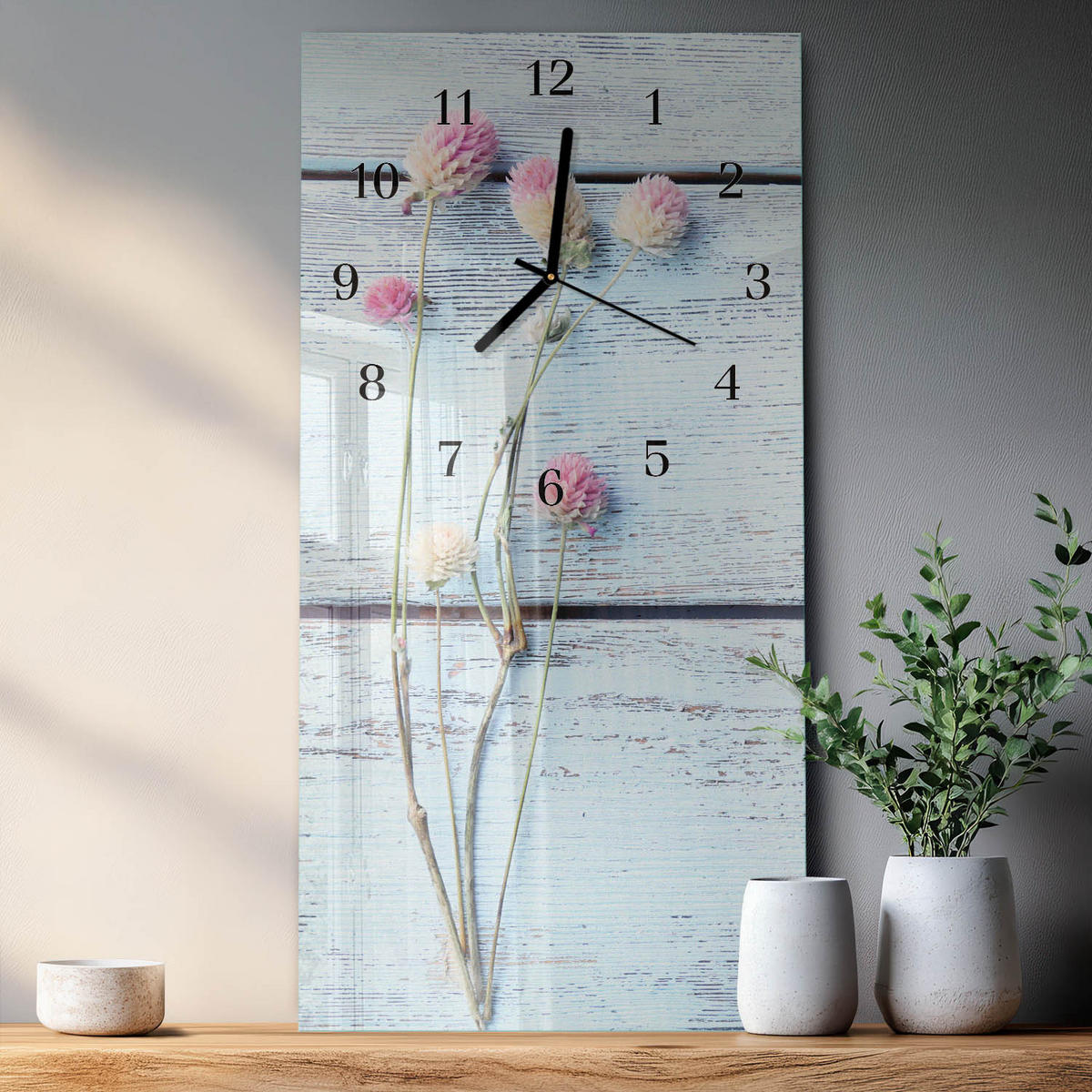 WANDUHR 60x30 cm - Natur - Weiß, Glas (30/60/0.4cm) - TULUP