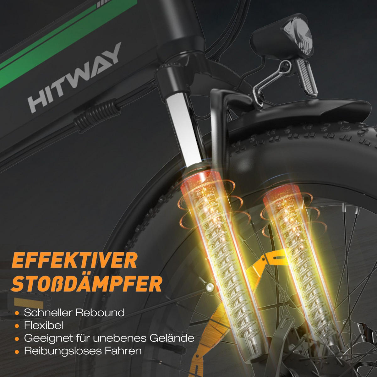 E-BIKE BK10SP Faltrad 20*4,0 zoll mit 48V13Ah Akku - Grün, Metall (30cm) - HITWAY