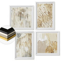 WANDBILDER 4er-Set - 50x50 cm & 40x60 cm Weißer Rahmen - Beige abstrakte Formen Linien - Weiß, Kunststoff (50/50cm) - ArtPrintCave