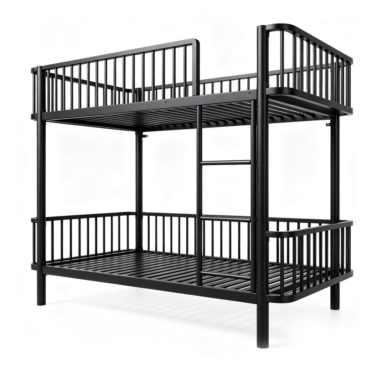 METALL-ETAGENBETT 90*200 mit Schutzgitter, Schwarz - Schwarz, Metall (90/200cm) - FLIEKS