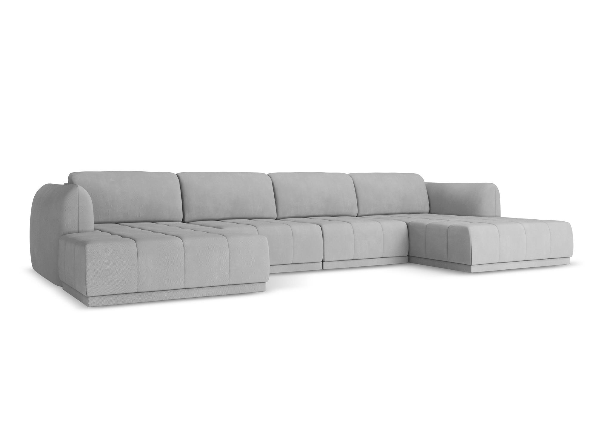 WOHNLANDSCHAFT Chenille Stoff Grau - Hellgrau/Schwarz, Kunststoff/Textil (370/74/170cm) - Makamii
