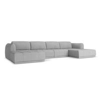 WOHNLANDSCHAFT Chenille Stoff Grau - Hellgrau/Schwarz, Kunststoff/Textil (370/74/170cm) - Makamii
