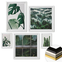 WANDBILDER 5er-Set - 50x50 cm & 20x30 cm & 40x60 cm Weißer Rahmen - Ästhetik tropischer Pflanzen - Weiß, Kunststoff (40/60cm) - ArtPrintCave