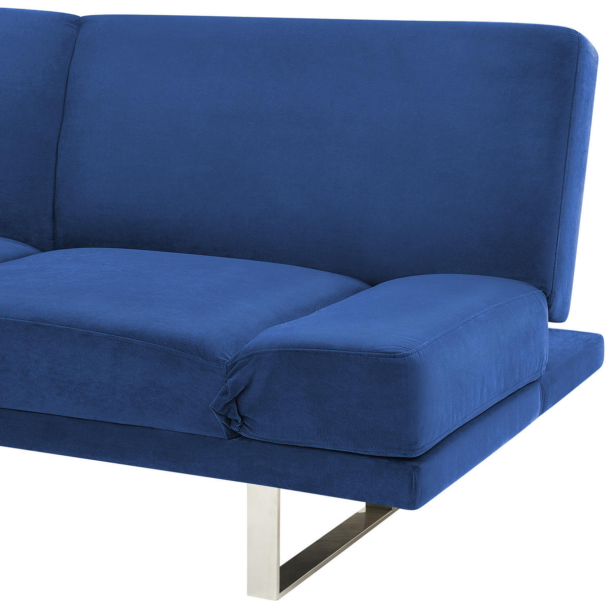 2-SITZER-SCHLAFSOFA Samtstoff Marineblau York - Hellblau, Textil (190/81/87cm) - Beliani