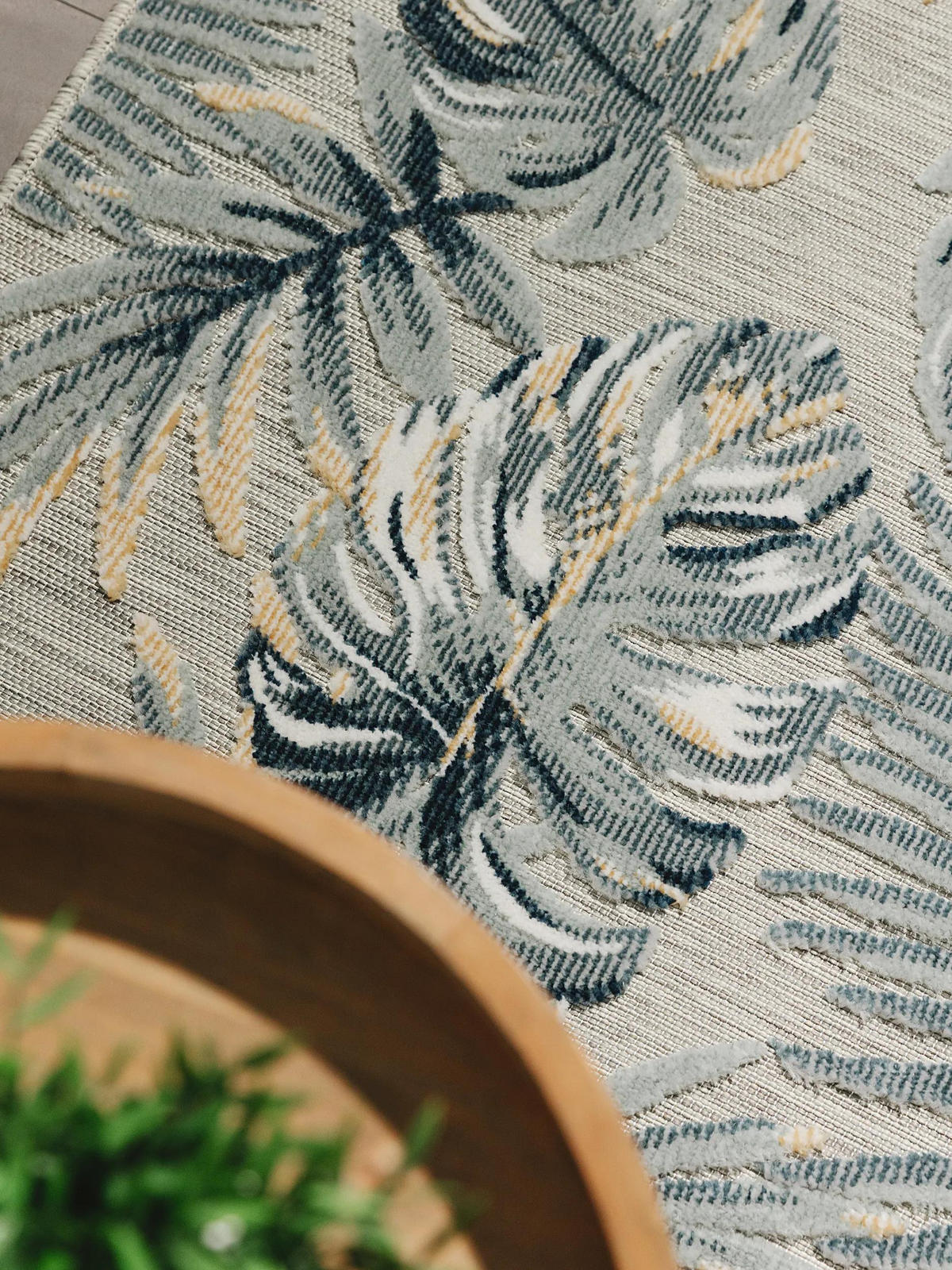 OUTDOORLÄUFER Flora Multicolor 80x250 cm - Blau/Creme, Kunststoff (80/250cm) - benuta