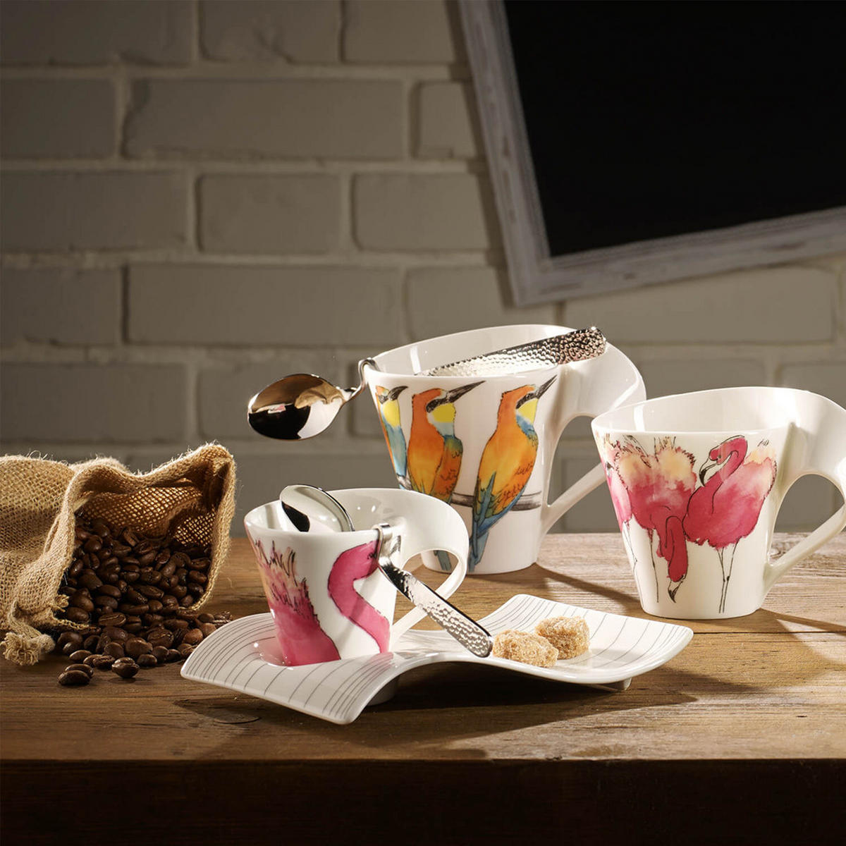 BECHER MIT HENKEL NewWave Caffè weiß-rosa 300 ml - Weiß/Rosa, Keramik (0.3L) - Villeroy & Boch