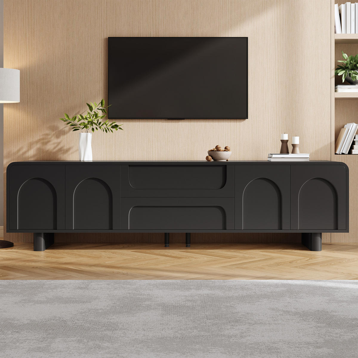 LOWBOARD DE-40181 mit abgerundeten Kanten Schwarz - Schwarz, Holzwerkstoff (180/46/40cm) - ComfortXL