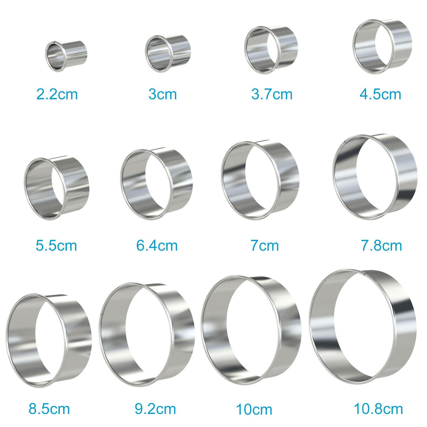 AUSSTECHFORMEN-SETMIT Aufbewahrungsbox (12-tlg.) - Silberfarben, Metall (12.5/3.5/12.5cm) - Intirilife