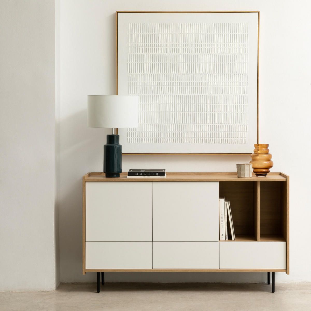 SIDEBOARD Nadine Natur - Weiß 139.5 cm x 80 cm - Braun, Holzwerkstoff (139/80/41cm) - Kenay Home