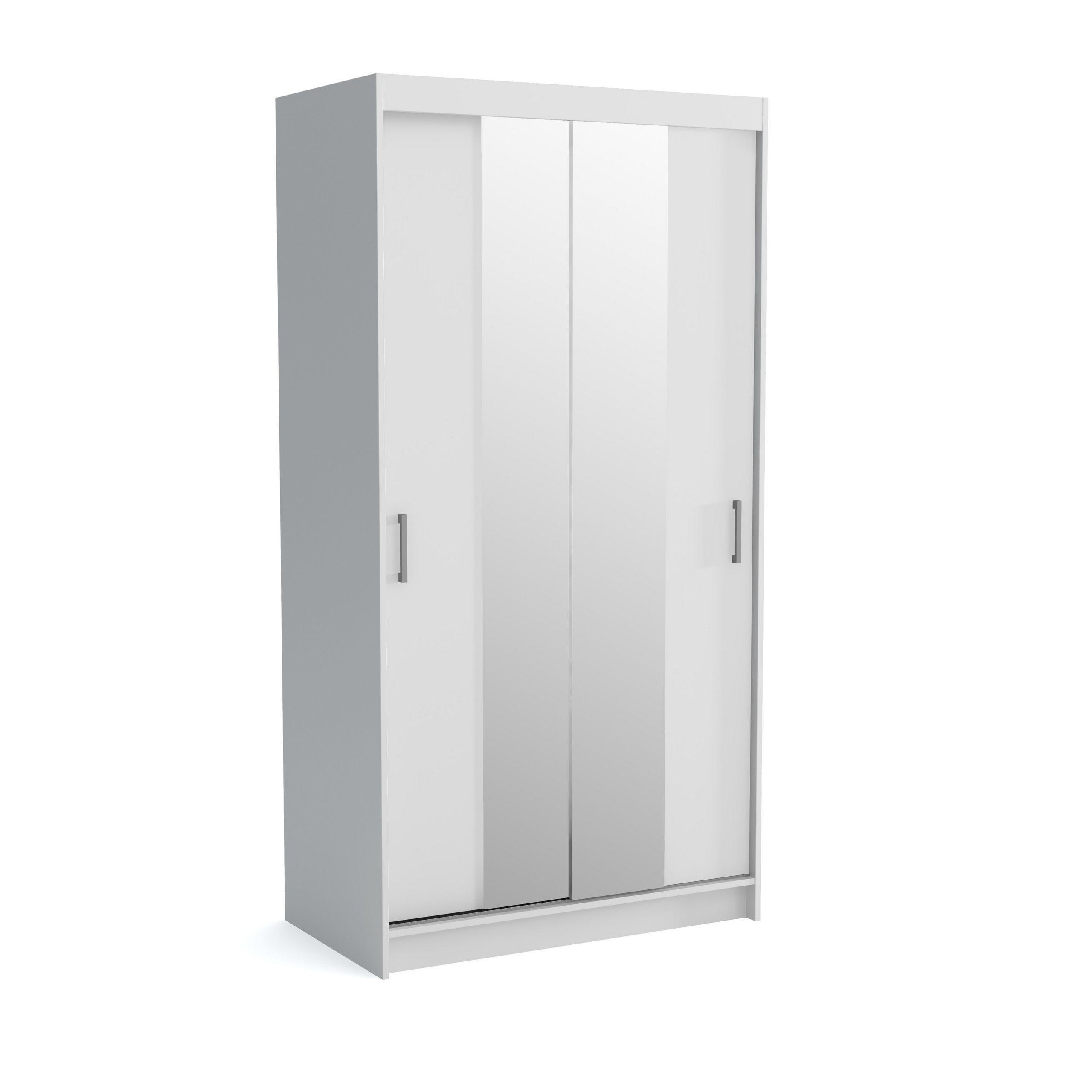 SCHWEBETÜRENSCHRANK NICOLA 110/215/60 cm 2-türig Weiß - Weiß, Holzwerkstoff (110/215/60cm) - MASSENO