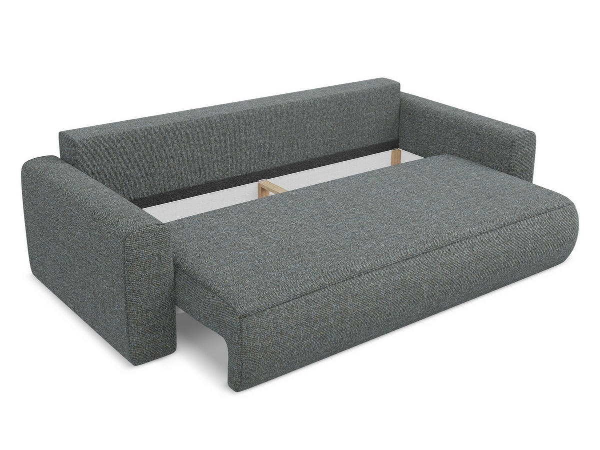 3-SITZER SOFA mit Schlaffunktion Strukturstoff Stoff Grau - Dunkelgrau/Schwarz, Kunststoff/Textil (238/82/105cm) - Makamii