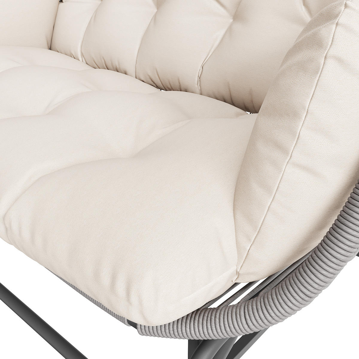 GARTENSTUHL aus Rattan & Eisen 145x85x143 cm in Grau mit Schaukelfunktion - Grau, Metall (145/143/85cm) - Modfu