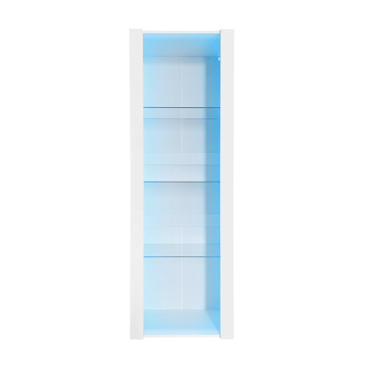 VITRINE 55/38/166 cm weiß aus Spanplatte mit Hochglanz und LED - Weiß, Holzwerkstoff (55/166/38cm) - OKWISH