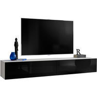 TV-HÄNGEBOARD LORETO, Weiß, Schwarz Hochglanz - Schwarz/Weiß, Holzwerkstoff (200/30/41.5cm) - Komodee