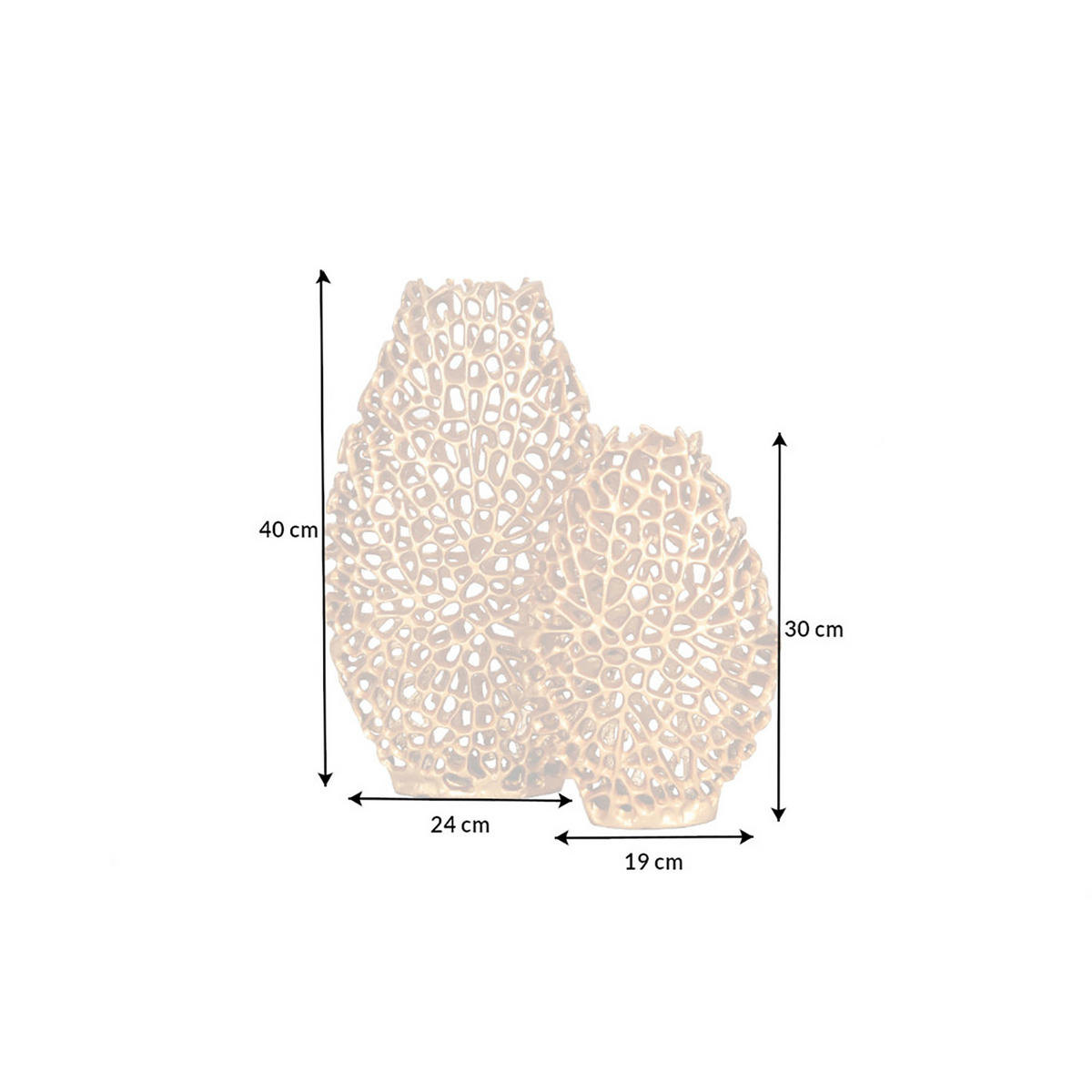DEKOVASE ABSTRACT LEAF Metall Gold 40 cm 2er Set - Goldfarben, Metall (40cm) - riess-ambiente