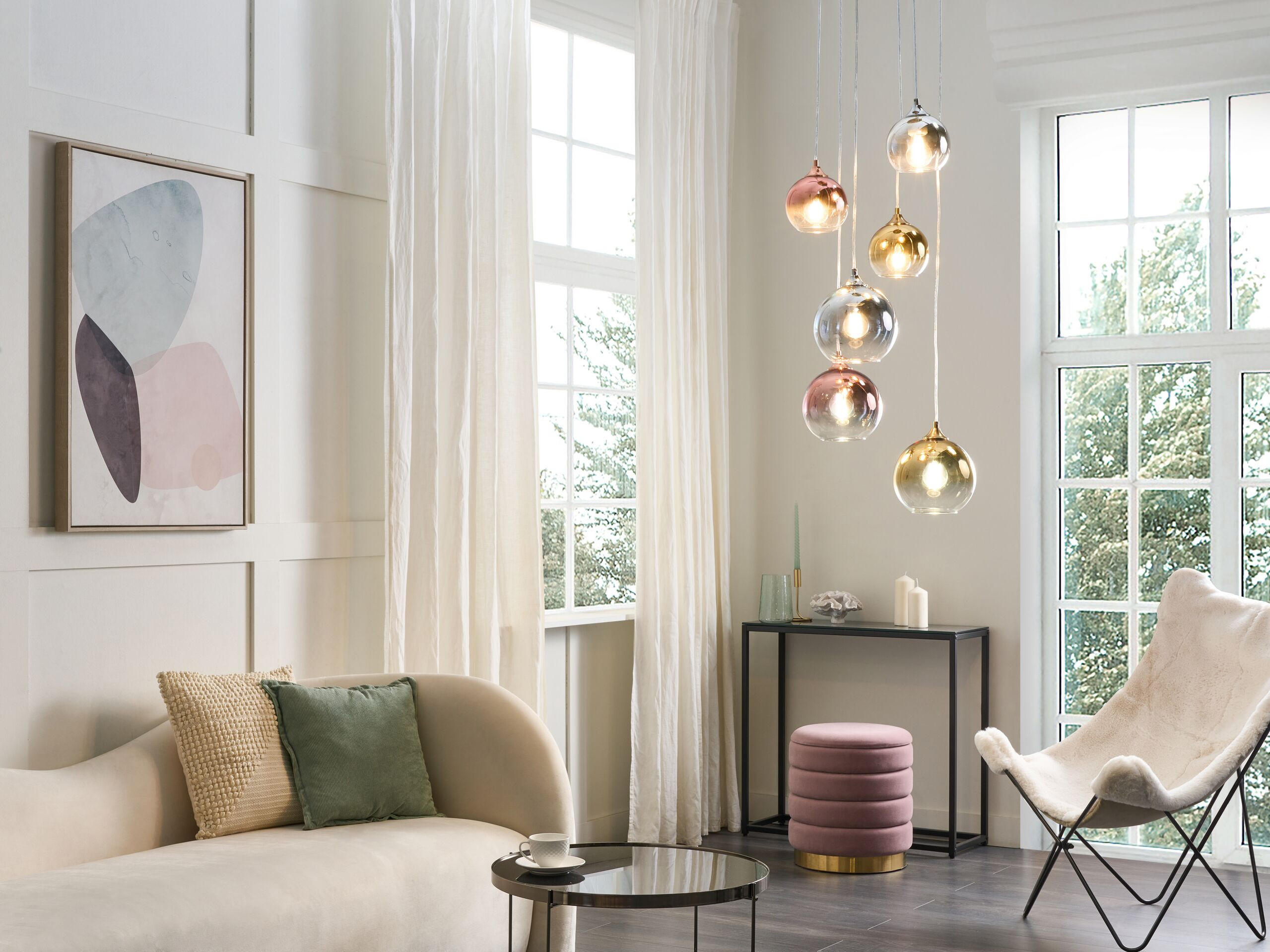HÄNGELEUCHTE Tooma 35/35/150 cm - Multicolor, Glas (35/35/150cm) - Beliani