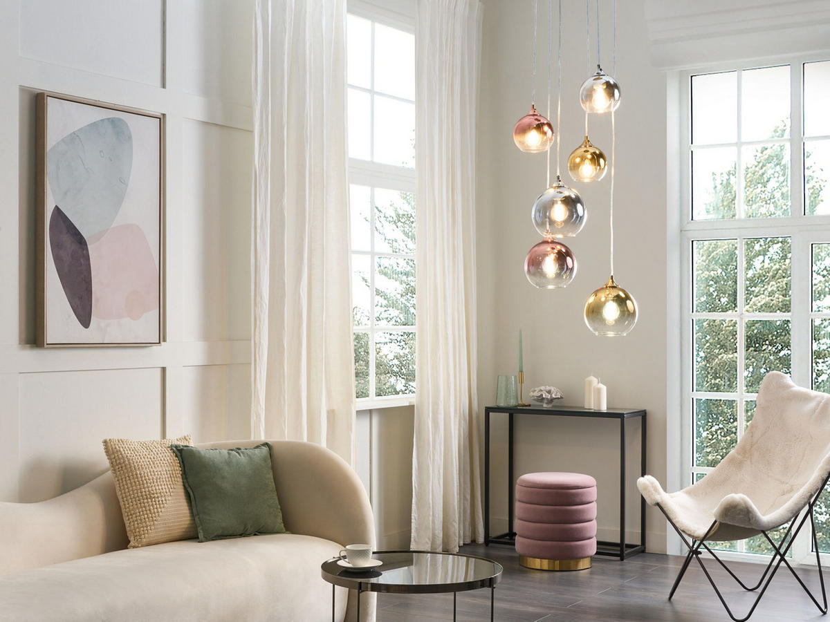HÄNGELEUCHTE Tooma 35/35/150 cm - Multicolor, Glas (35/35/150cm) - Beliani