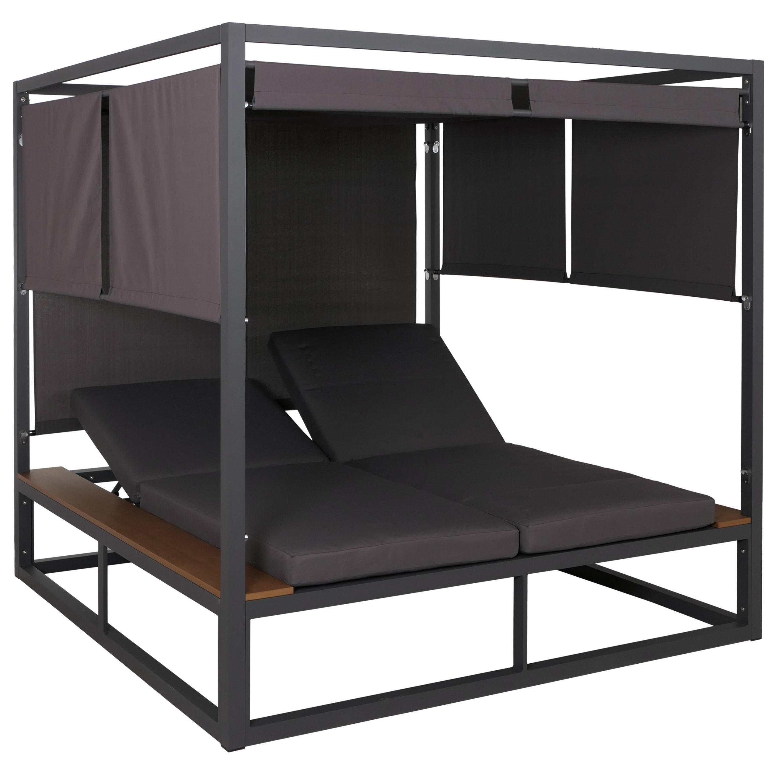 LOUNGE-GARTENLIEGE M63B Anthrazit, Dunkelgrau - Dunkelgrau/Anthrazit, Metall (200/200/200cm) - MCW