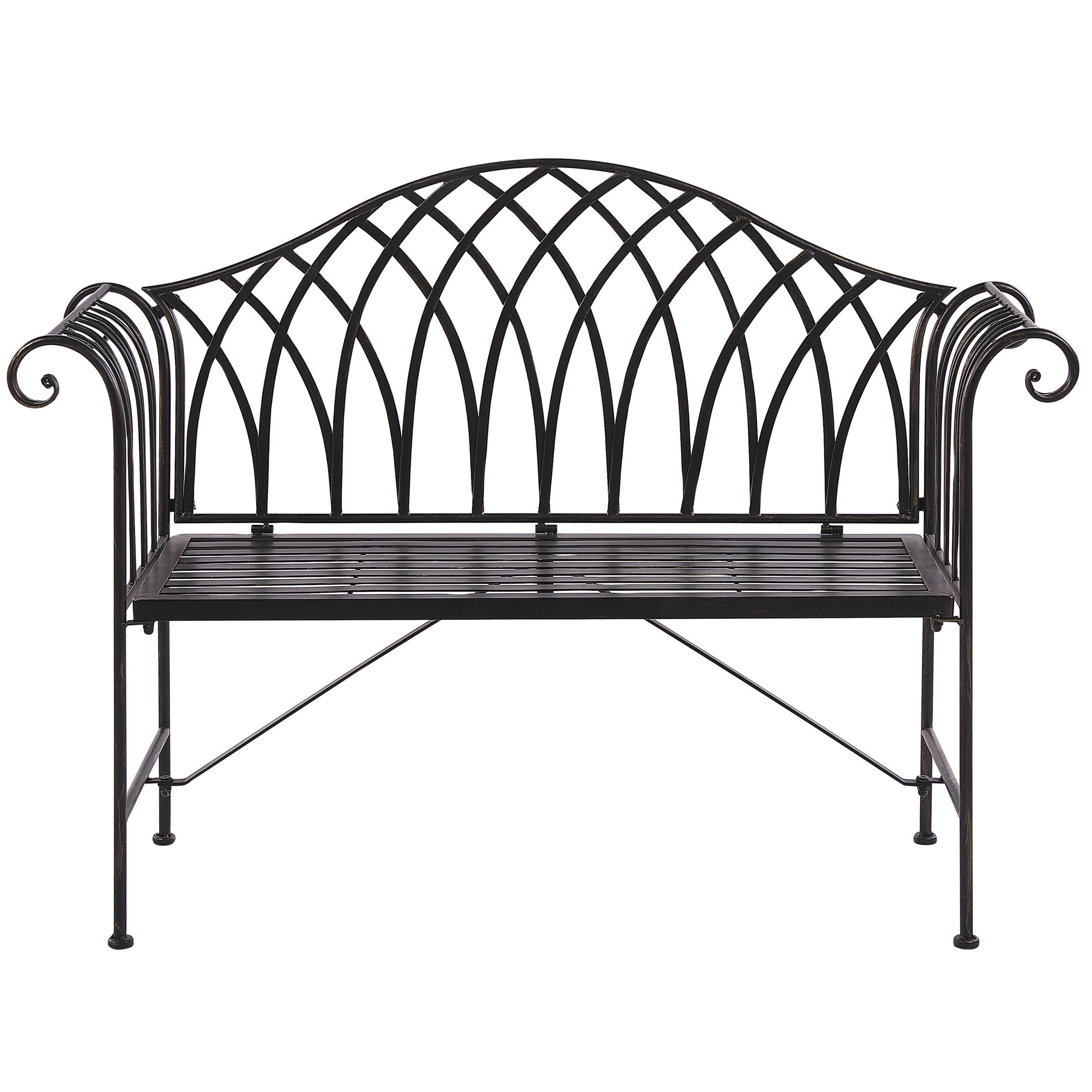 GARTENBANK Metall schwarz 130 cm Milazzo - Schwarz, Metall (130/94/45cm) - Beliani