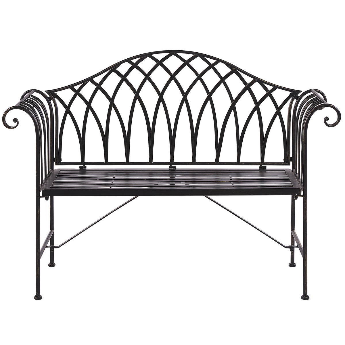 GARTENBANK Metall schwarz 130 cm Milazzo - Schwarz, Metall (130/94/45cm) - Beliani