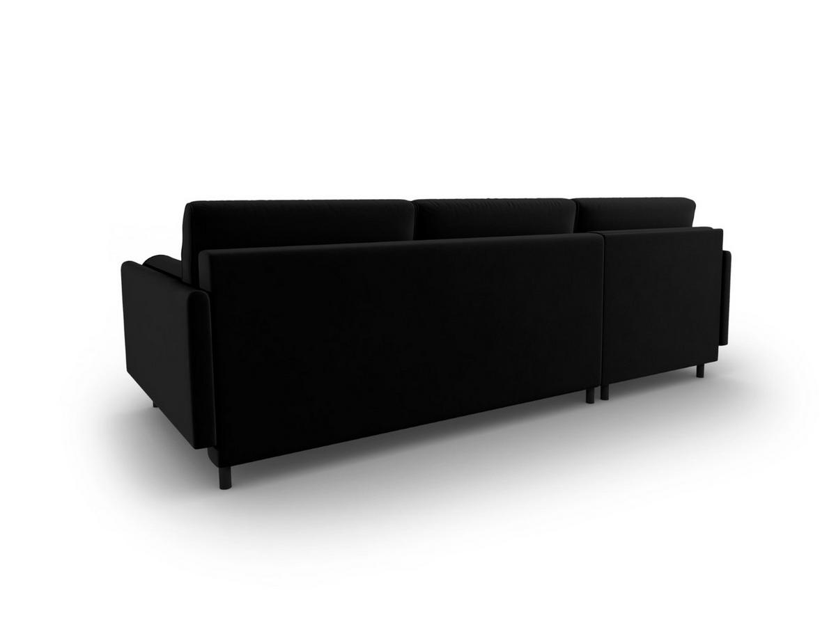 AUSKLAPPBARES-ECKSOFA links mit Container Scott aus Samt schwarz 5 Sitzplätze - Schwarz, Textil (142/212cm) - Micadoni