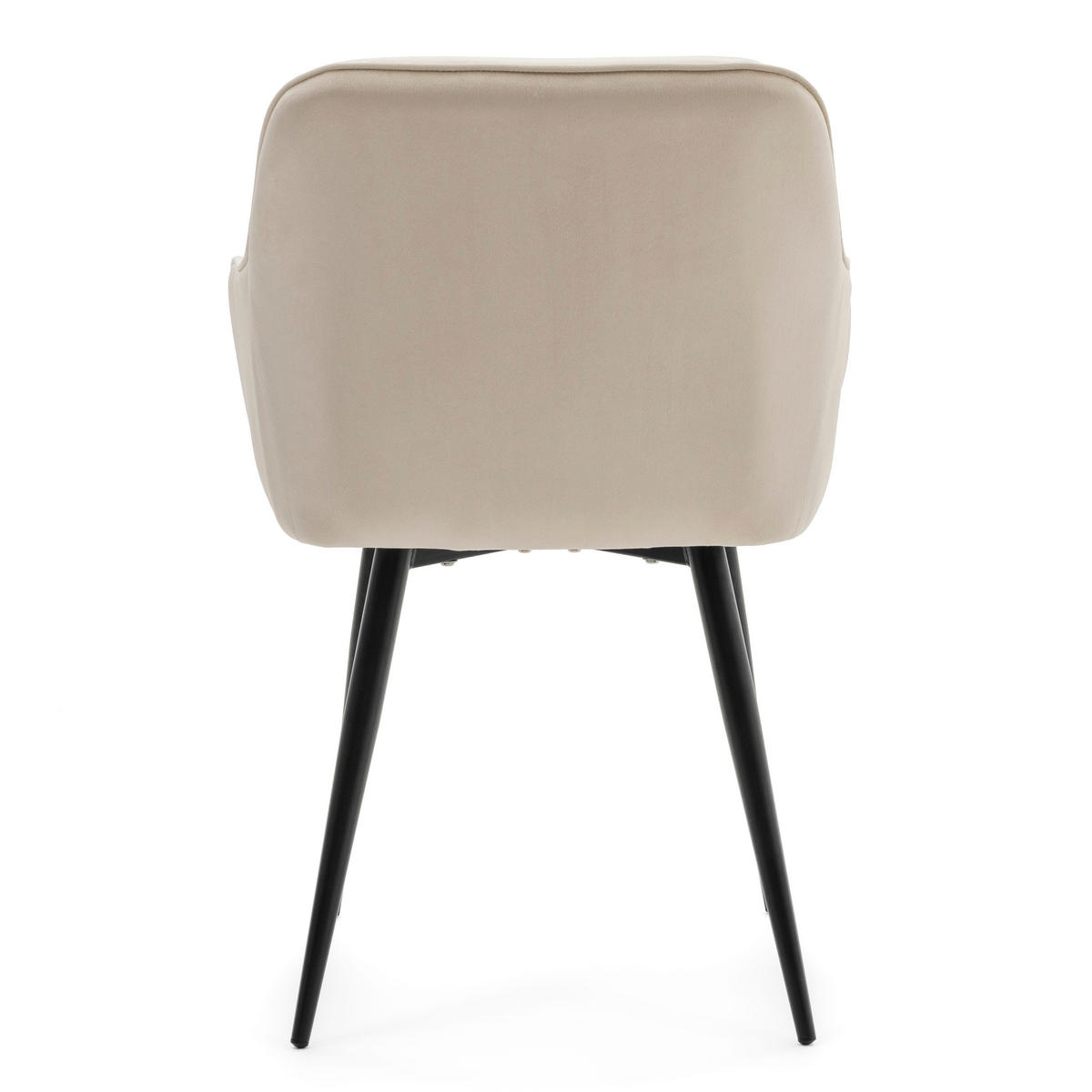 STUHL LAGO gespolsterter mit Steppung - beige - Samt Velours - Beige/Schwarz, Textil/Metall (58/85/60cm) - NEW HOME