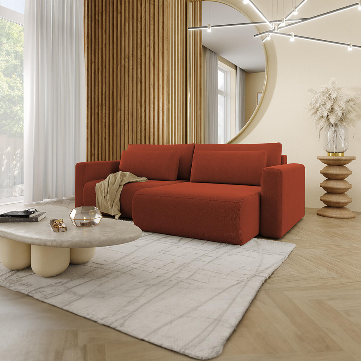 ECKSOFA Evy 3 Sitzplätze Orange - Orange, Holz (240/149cm) - Petits-meubles