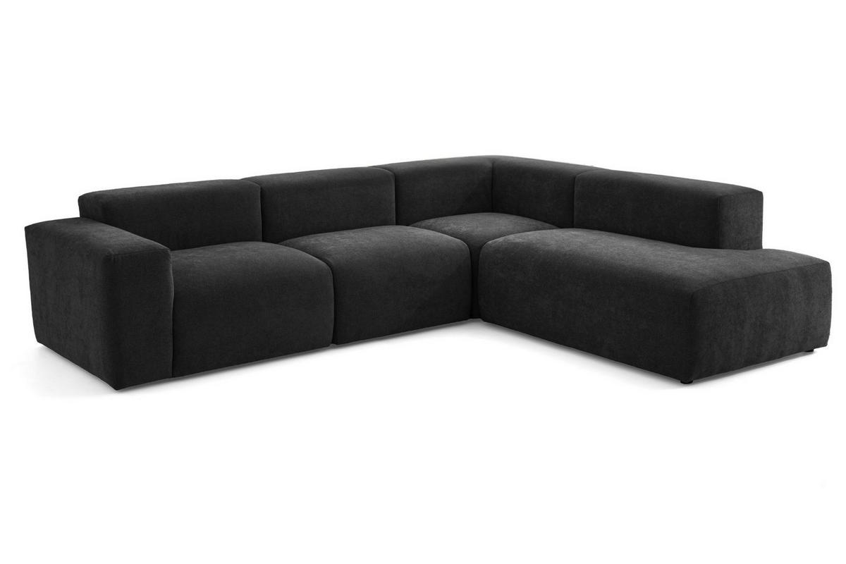 4-SITZER modulares Ecksofa HEAVEN SET 2 Rechts, Breite 300 cm Webstoff Schwarz - Schwarz, Holz/Kunststoff (245/300cm) - Muffo