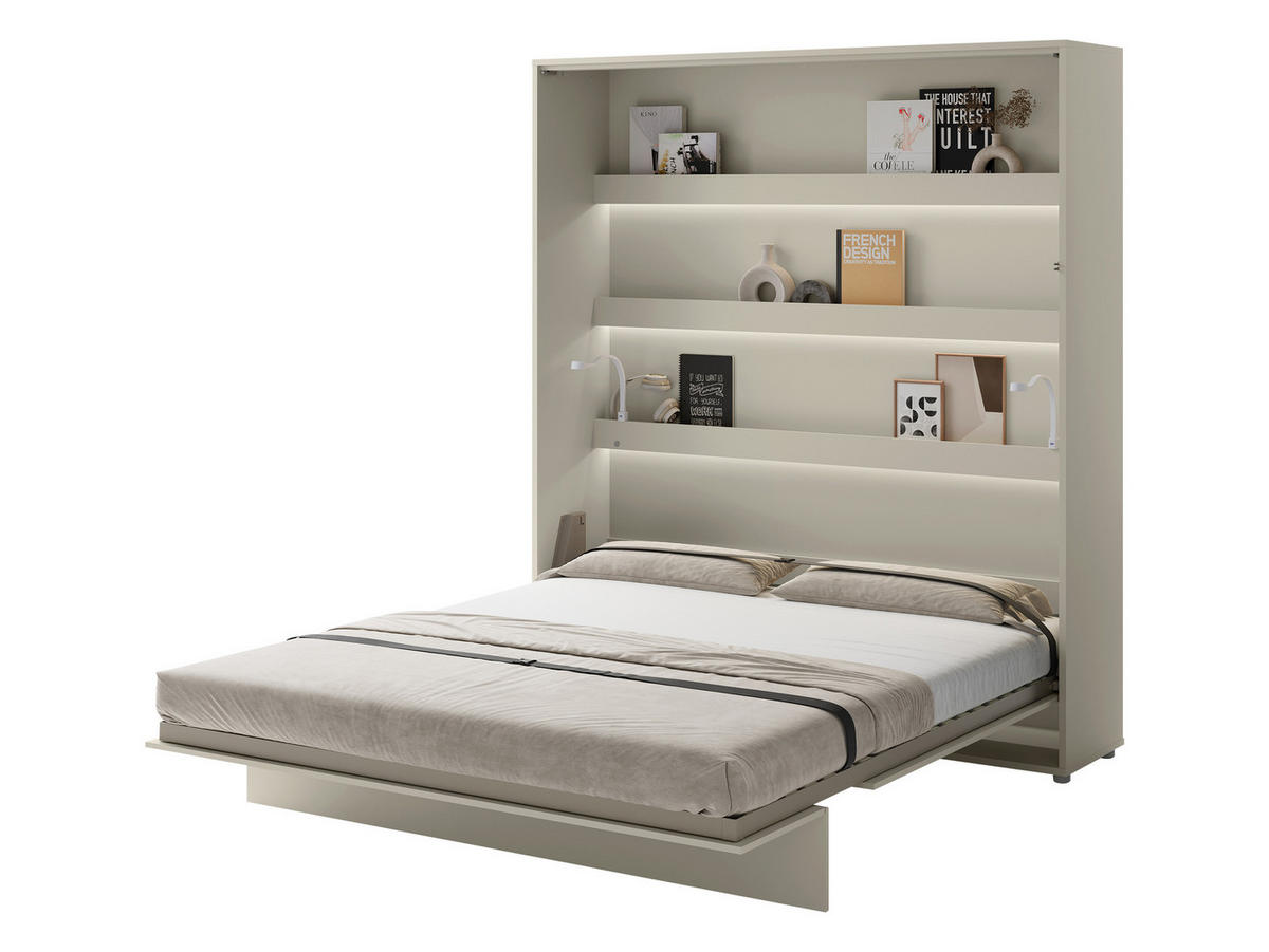 SCHRANKBETT Bed-Concept BC-13 180x200 mit zwei LED-Lampe - Kaschmir/Grau, Holz/Holzwerkstoff (180/200cm) - MIRJAN24