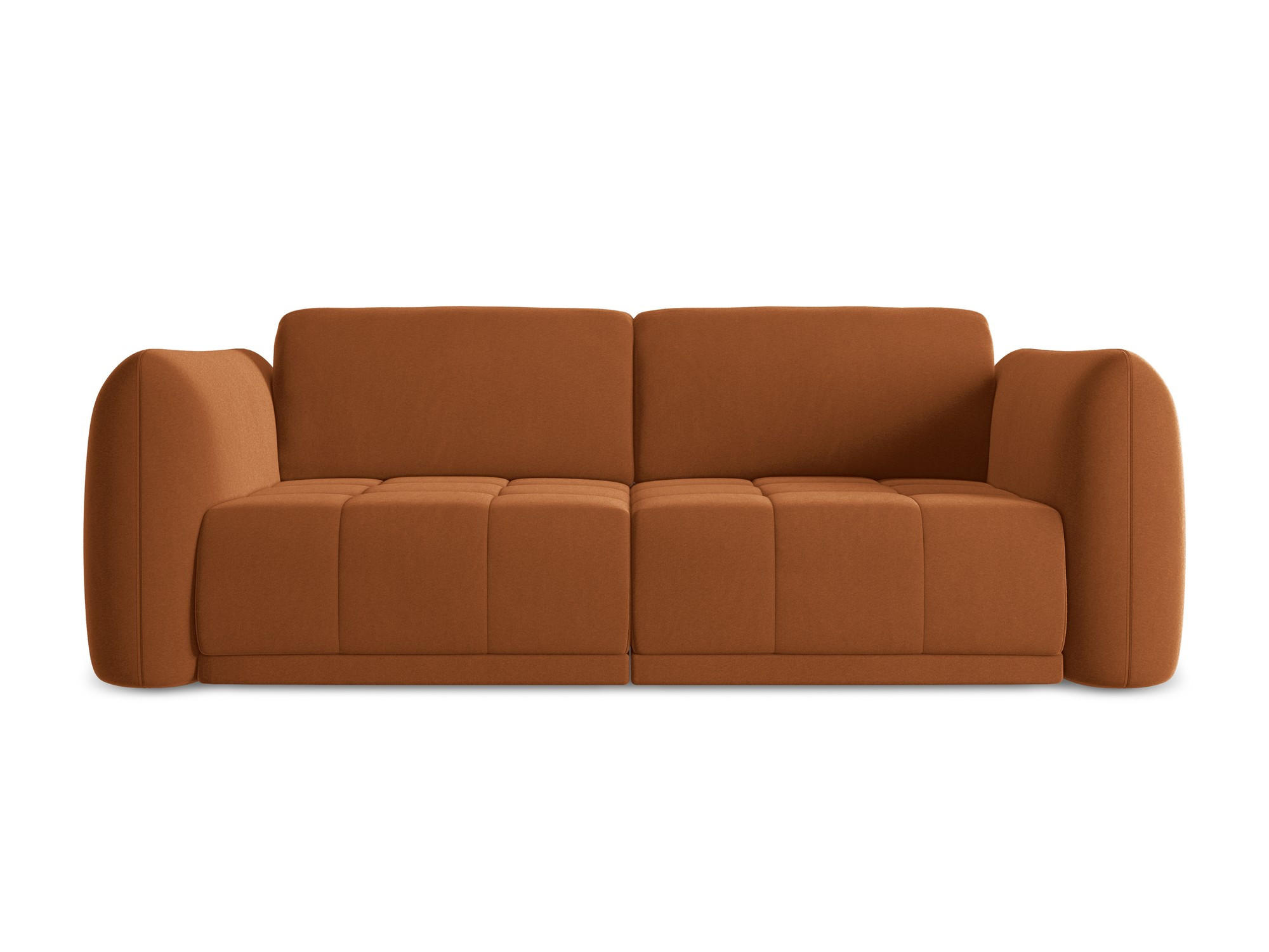 3-SITZER SOFA Samt Stoff Orange - Terra cotta/Schwarz, Kunststoff/Textil (210/74/105cm) - Makamii