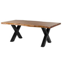 BAUMTISCH Akazie 180x90x77 Akazie natur lackiert / X-Beine anthrazit glänzend FREEFORM 5 - Braun, Holz (90/180/77cm) - Massivmoebel24