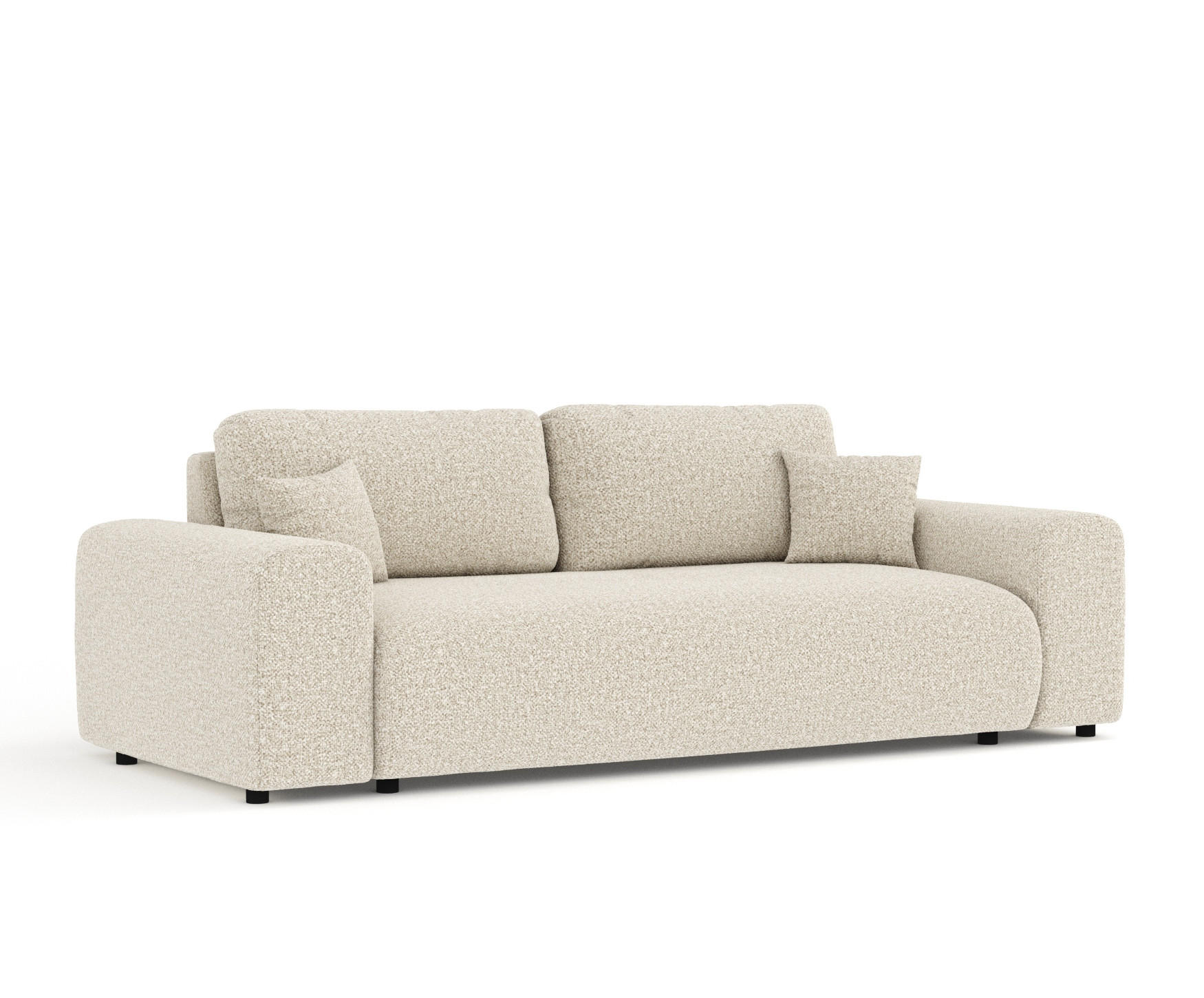 3-SITZER-SOFA Zanzibar Beige Plüschstoff - Beige/Schwarz, Holz/Holzwerkstoff (213/79/108cm) - Maison de Reve