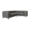 ECKSOFA Chesterfield Laura Grau Samt, Ottomane rechts - Silberfarben/Grau, Holz/Textil (264/204cm) - S-Style Möbel