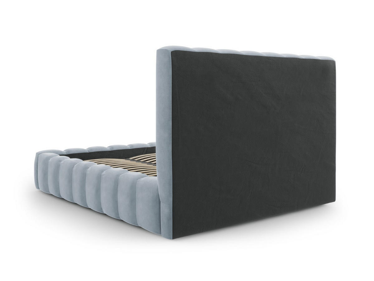 BETT mit Bettkasten und Kopfteil Kelp aus Samt hellblau 200x200cm - Hellblau, Textil (200/200cm) - Micadoni
