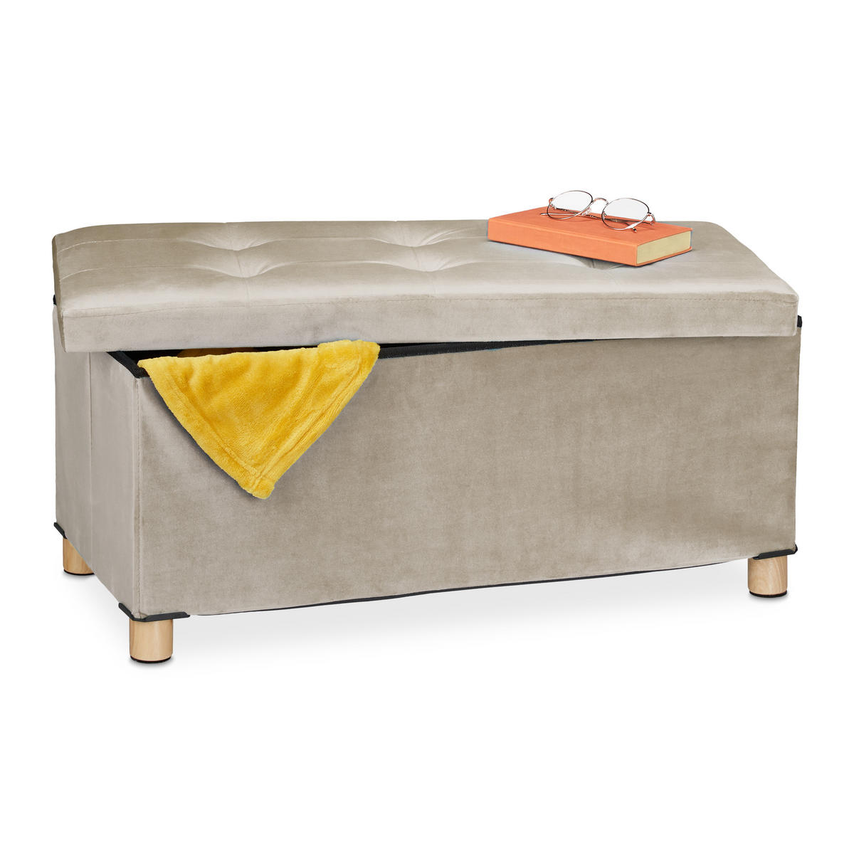 SITZBANK - Creme, Holz/Holzwerkstoff (76/34/38cm) - Relaxdays