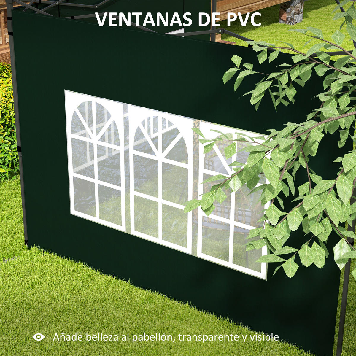 PAVILLON-WANDPANEEL, mit Fenster, dunkelgrün - Schwarz, Kunststoff (7/30/27cm) - Vallsero