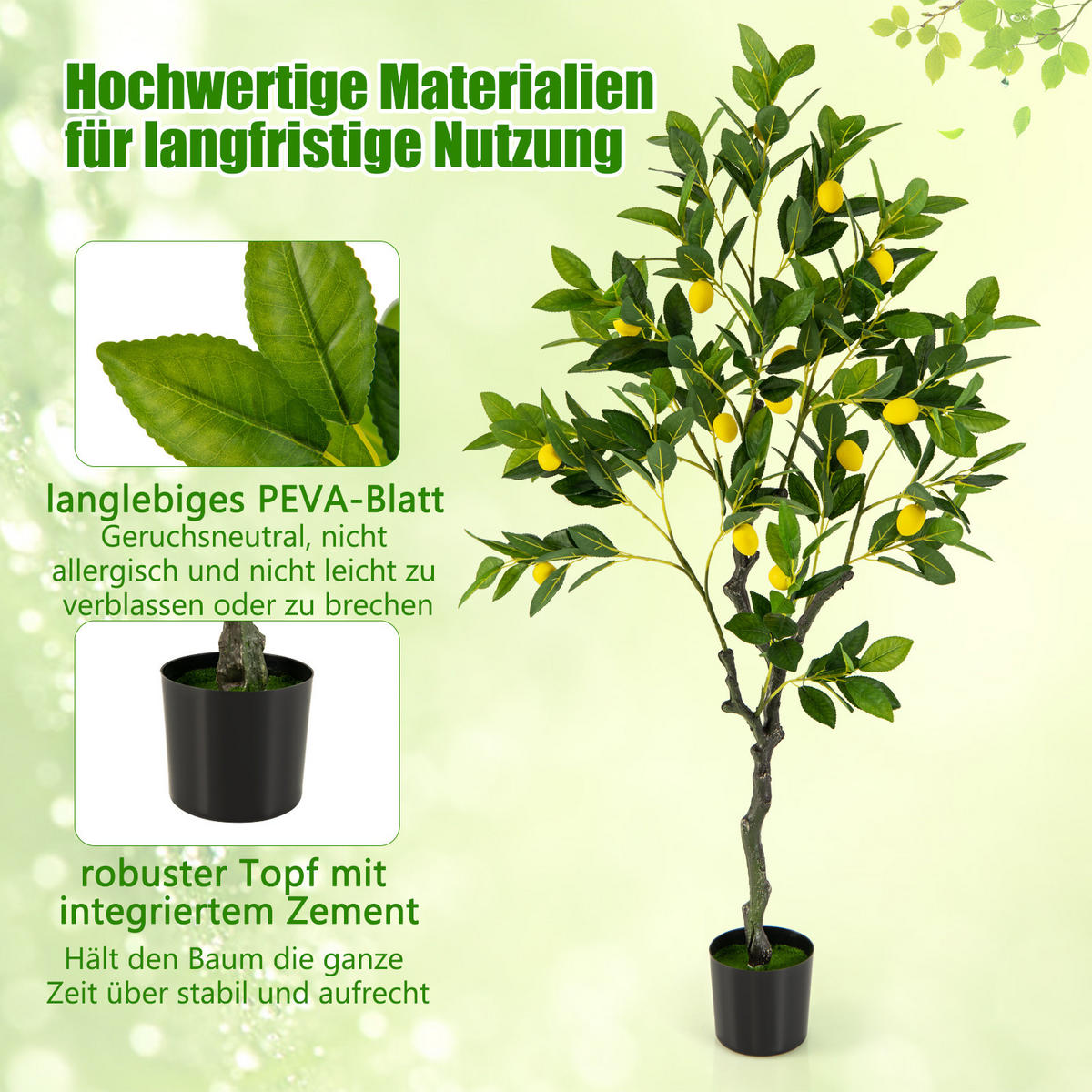 ZITRONENBAUM Grün - Grün, Kunststoff (120cm) - COSTWAY