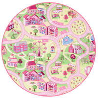 KINDER SPIEL TEPPICH GIRLS VILLAGE RUND - Rosa, Textil (200/200cm) - Snapstyle