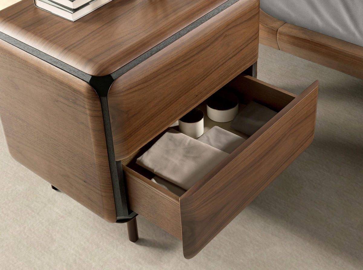 NACHTSCHRANK aus Nussbaum, Wenge und Metallstahl 59/47/56 cm - Walnussfarben/Schwarz, Holz/Holzwerkstoff (59/56/47cm) - ANGEL CERDA