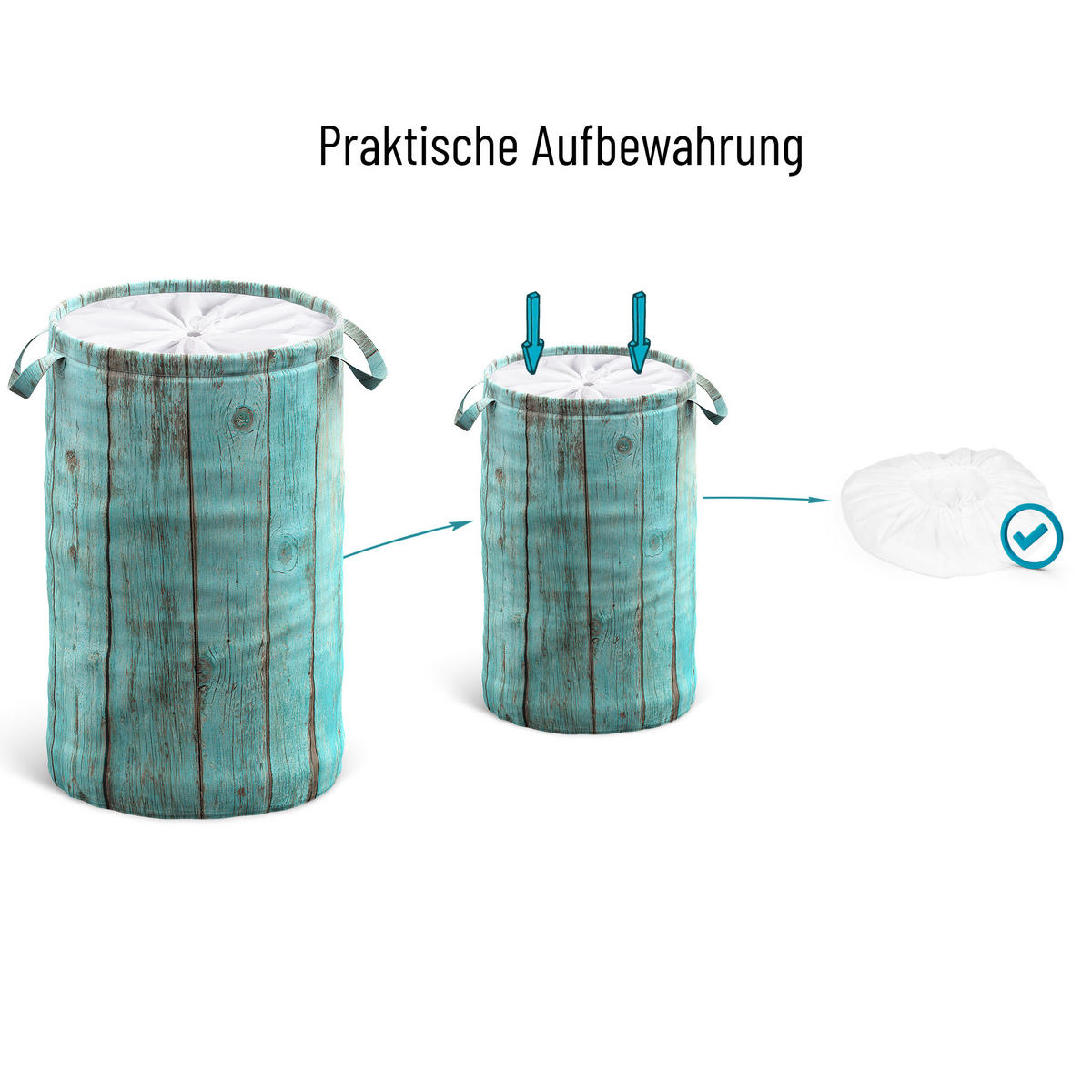 WÄSCHEKORB Lumber - Türkis, Textil (37/55/55cm) - Sanilo