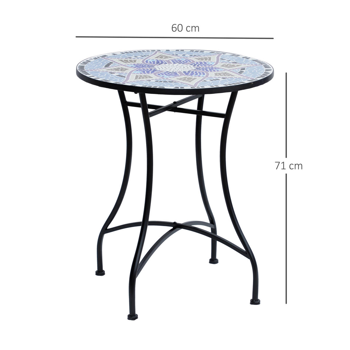 GARTENTISCH,BLAU und Weiß,1 Stück - Blau, Metall (60/60/71cm) - GiPP