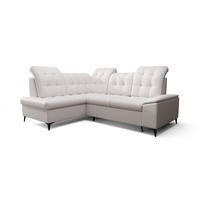 ECKSOFA KONGO RBN16, Eckcouch in L-Form mit Schlaffunktion, Farbe: Weiß, Kunstleder, Ottomane Links - Weiß, Textil (268/210cm) - O-Sofa