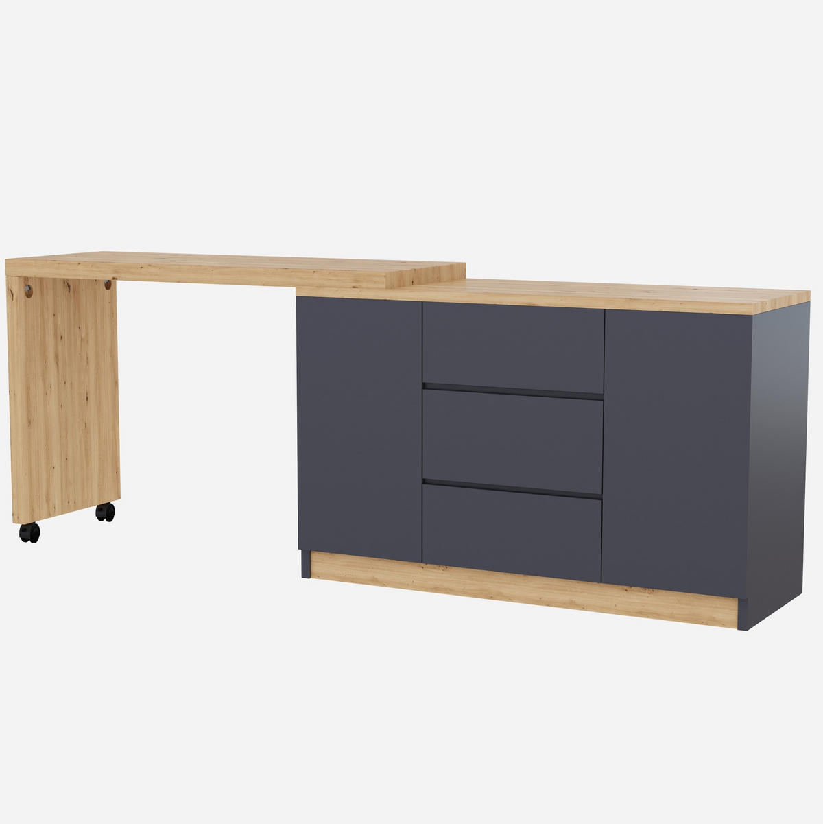 SCHREIBTISCH drehbar klappbar 120 x 50 cm Grau Eicheoptik mit Stauraum - Grau, Holz (120/50/76.5cm) - Meubliv