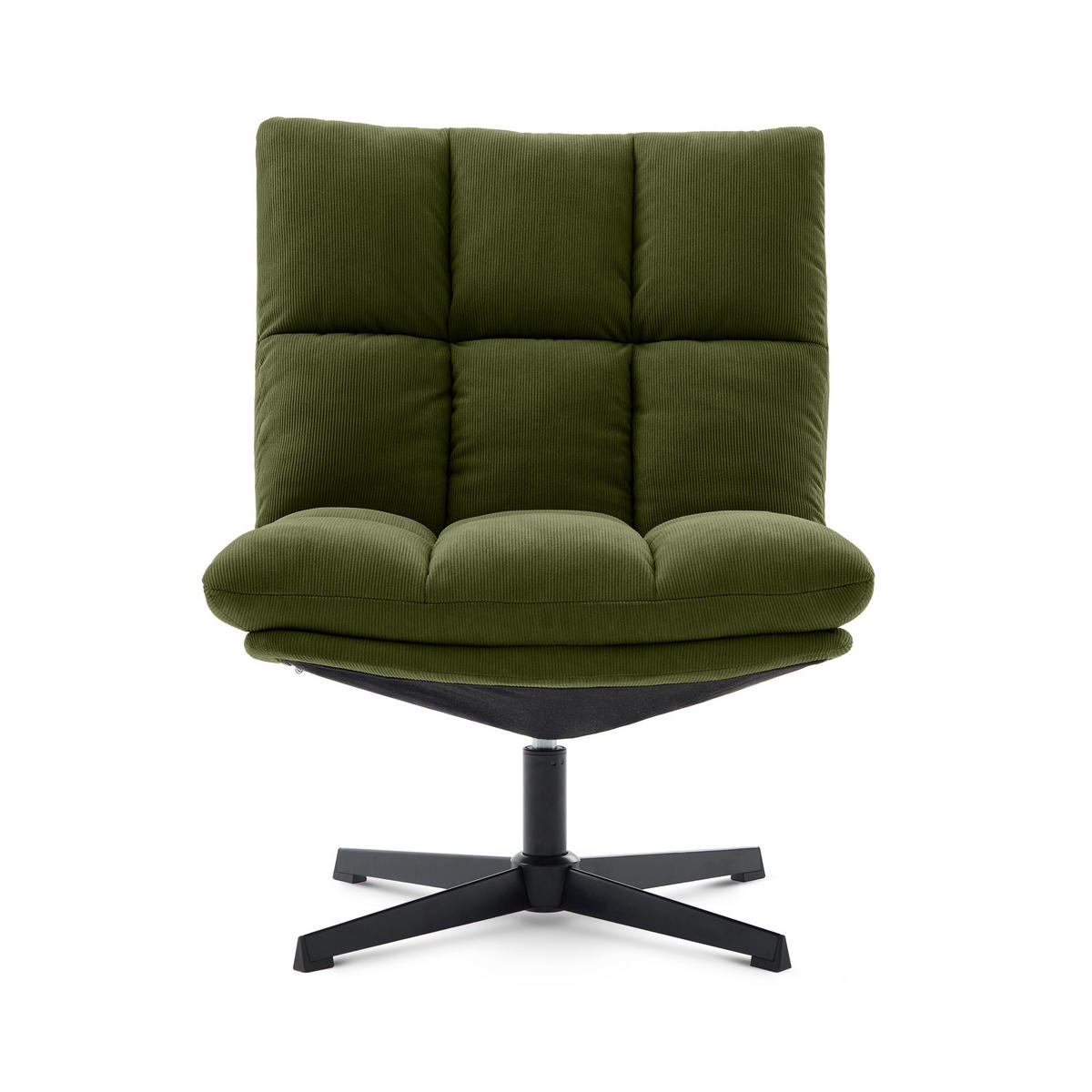 DREHSESSEL Tao aus moderner Cord khakifarbenem - Schwarz/Grün, Textil/Metall (66/92/79cm) - Sicaan