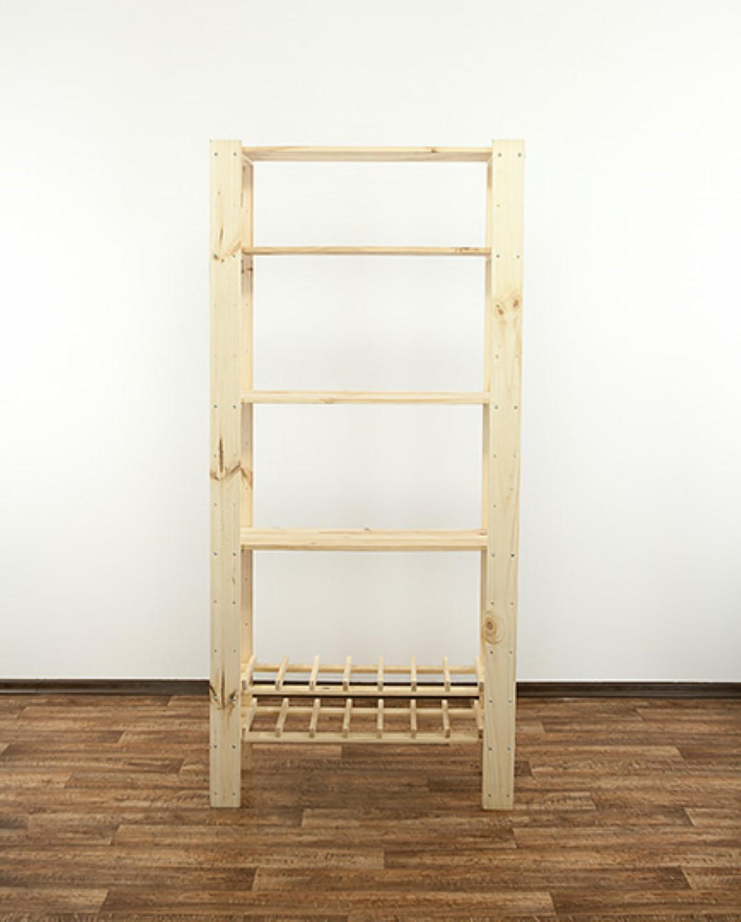 HOLZREGAL WOODLAND 166x80x30cm 4 Fachboden + 2 Flaschenebenen Kiefernholz Natur - Naturfarben, Holz (80/166/30cm) - PROREGAL