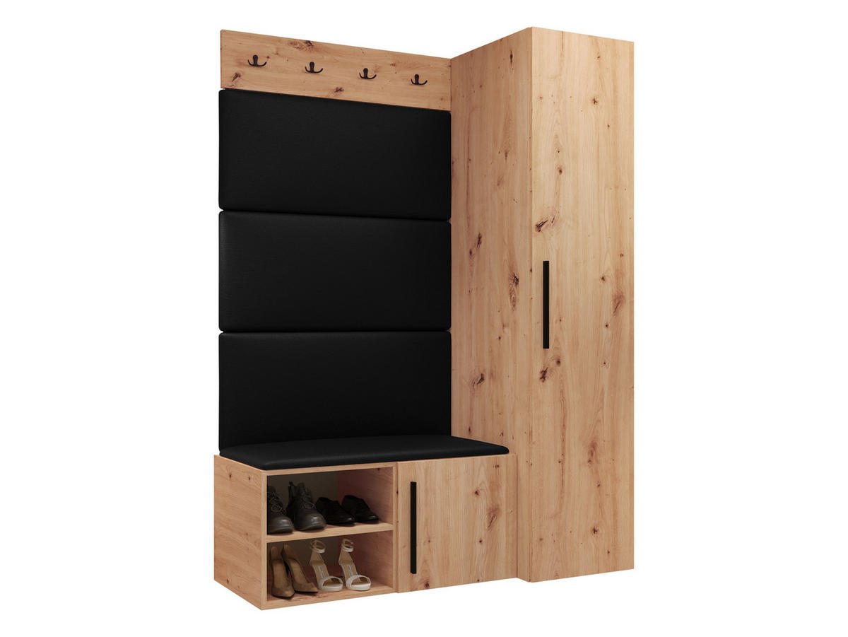 GARDEROBEN-SET Medi II - Schwarz/Eiche Artisan, Holzwerkstoff/Kunststoff (40/191/50cm) - MIRJAN24