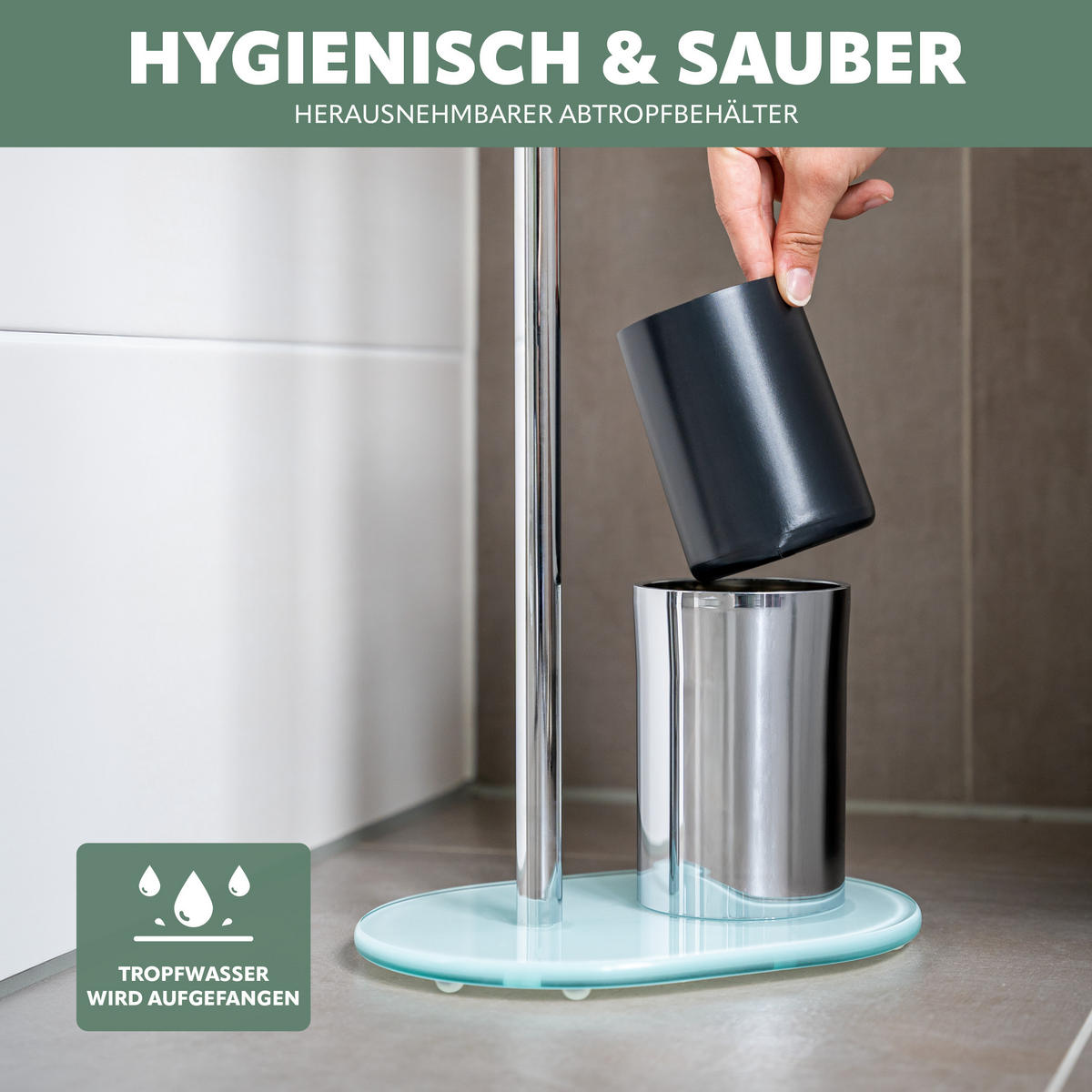 STAND-WC-GARNITUR, weiß, Edelstahl - Weiß, Metall (28.5/72.5/12cm) - bremermann