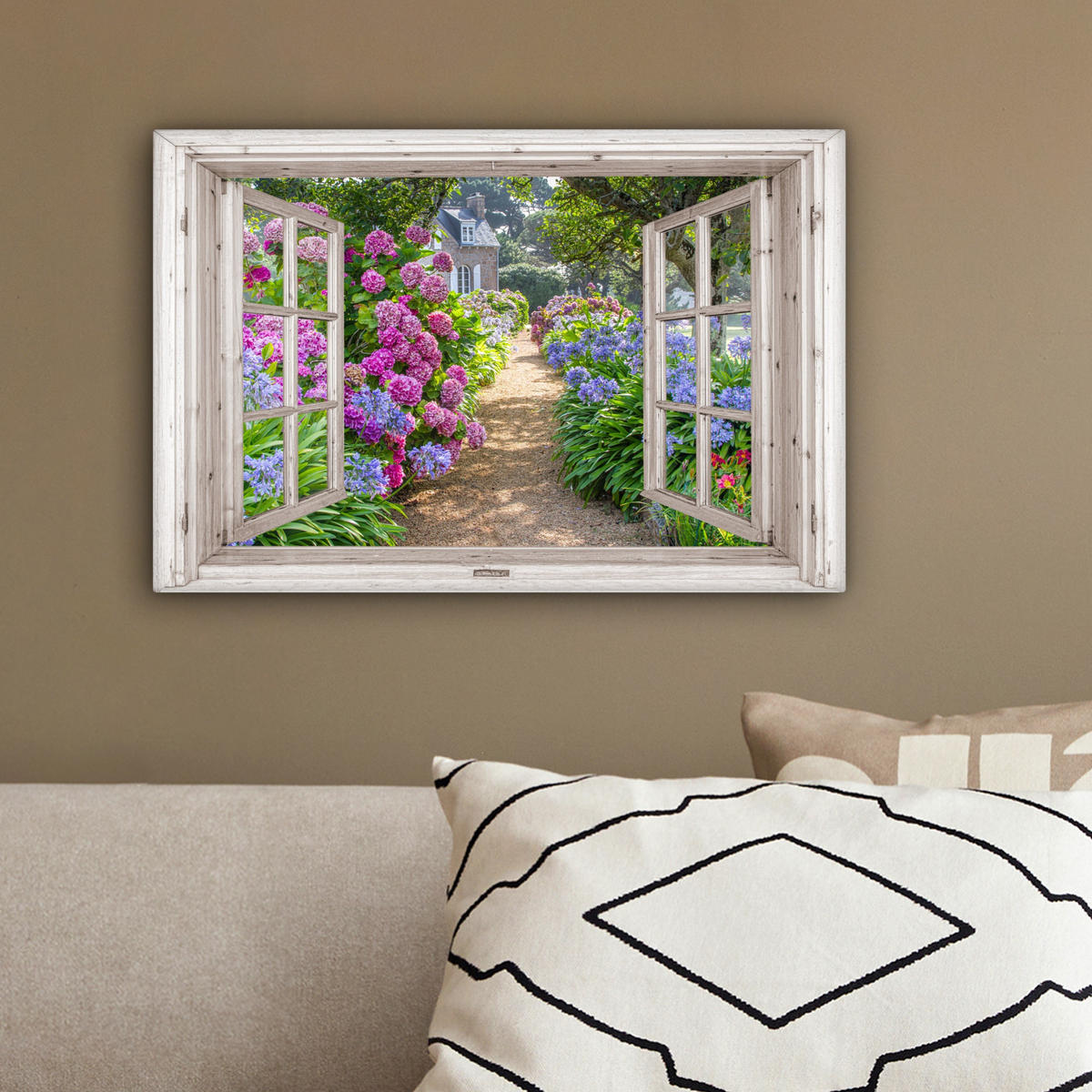 LEINWANDBILD Hortensie - Durchsichtig - Blumen - Sommer - Lila - Weg 30x20 cm - Lila, Textil (30/20cm) - MuchoWow