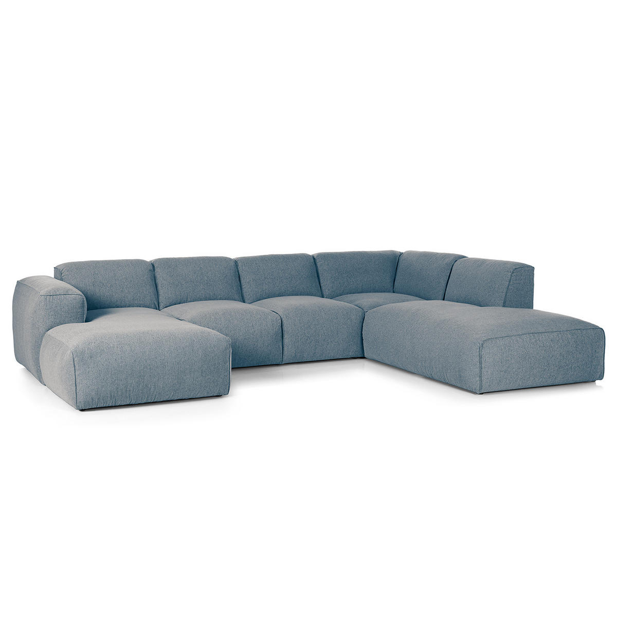 WOHNLANDSCHAFT mit Longchair - Blau/Schwarz, Kunststoff/Textil (325/71/235cm) - home24