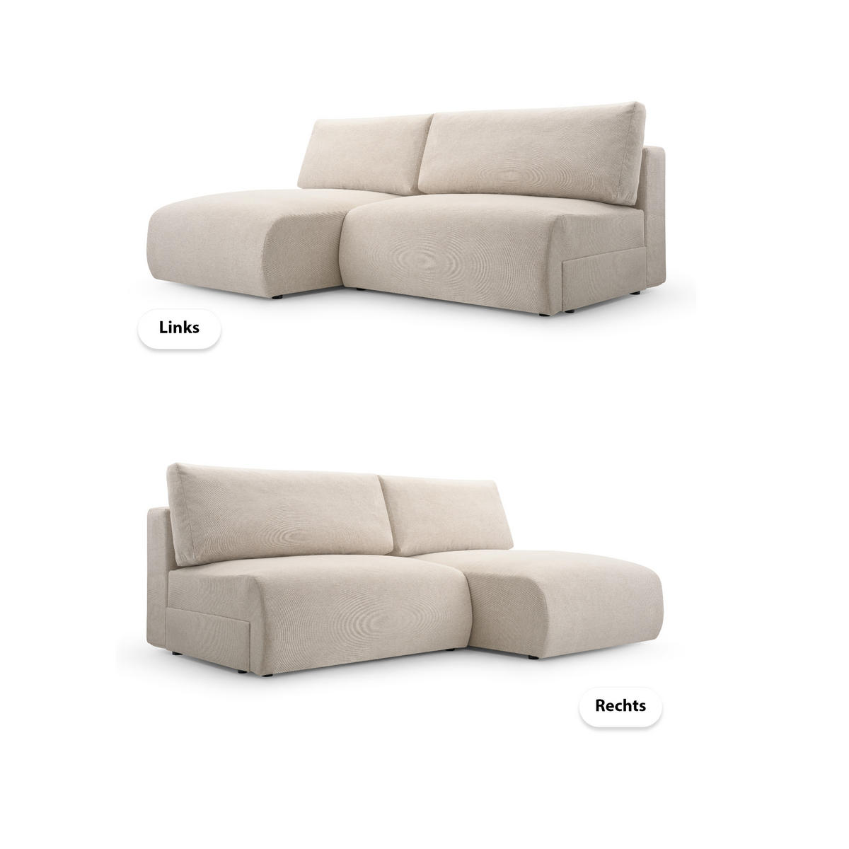 ECKSOFA mit Schlaffunktion Ripley, Creme - Creme, Textil (150/223cm) - Fedve